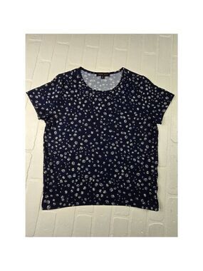 Faded Rose Blue Floral Ribknit Shirt XL